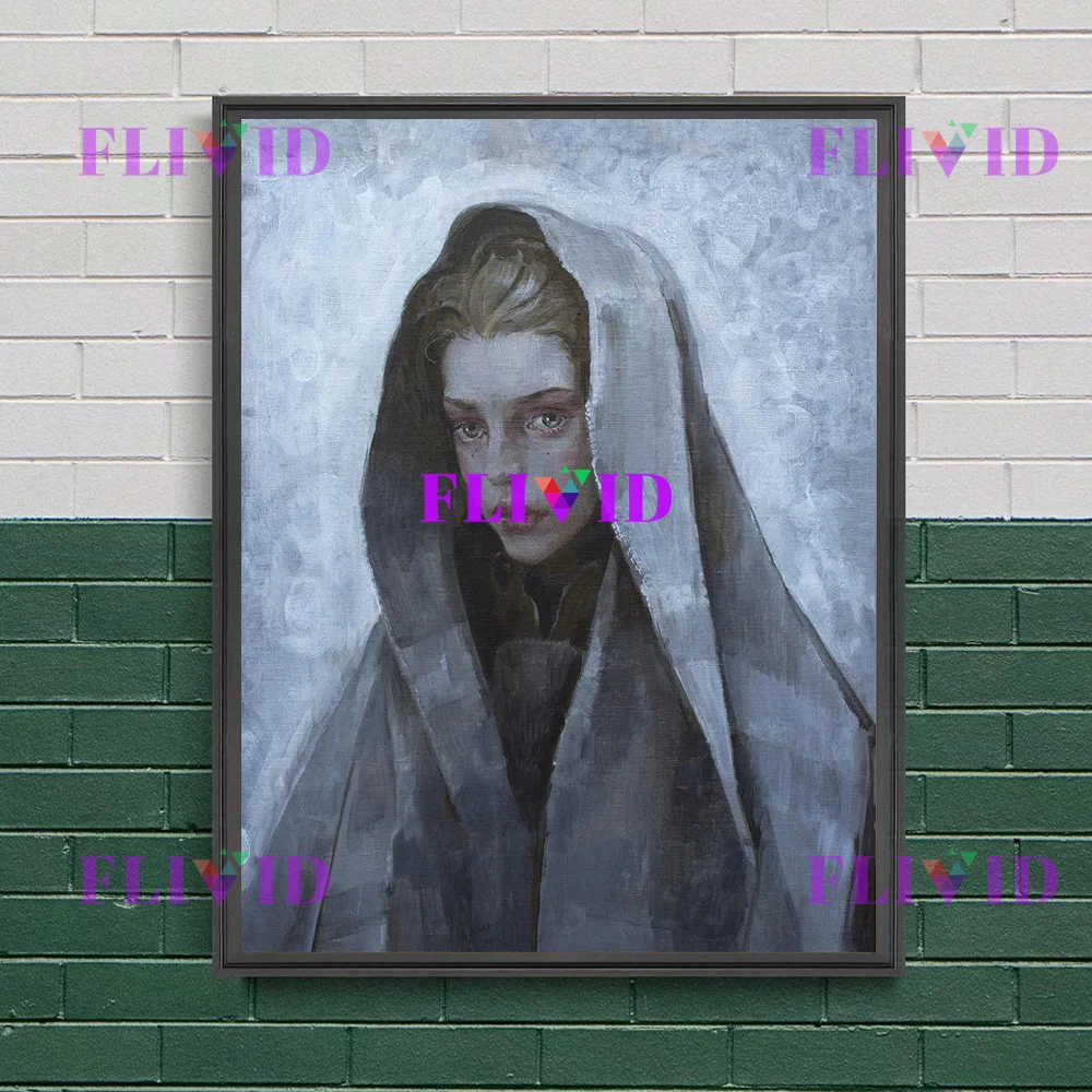 Mystical Vintage-Inspired Woman Wall Art Canvas - Dreamy Dark Tone Emotional Figure Decor Poster Print