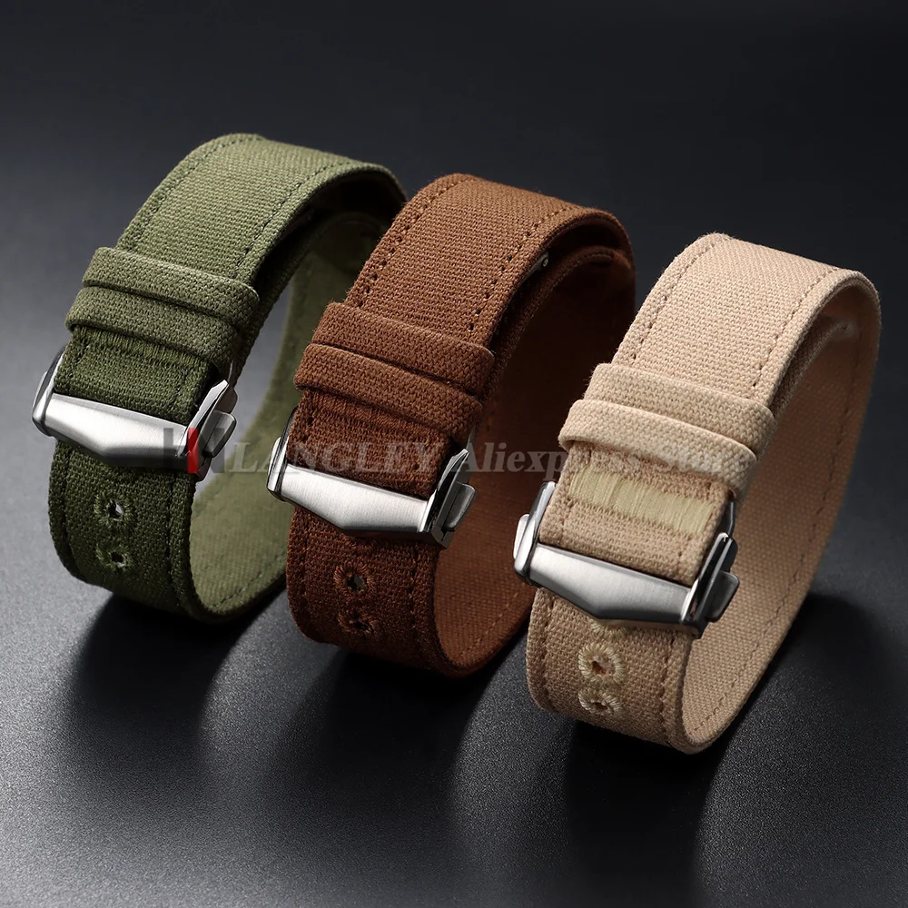 Waterproof Nylon Canvas Watch Strap with Folding Buckle - Sporty and Durable Watch Accessory