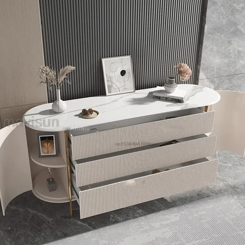 Slate Light Luxury Modern Wall Kitchen Sideboard Living Room White Storage Locker With Drawers Wood Cupboard Organizer Furniture