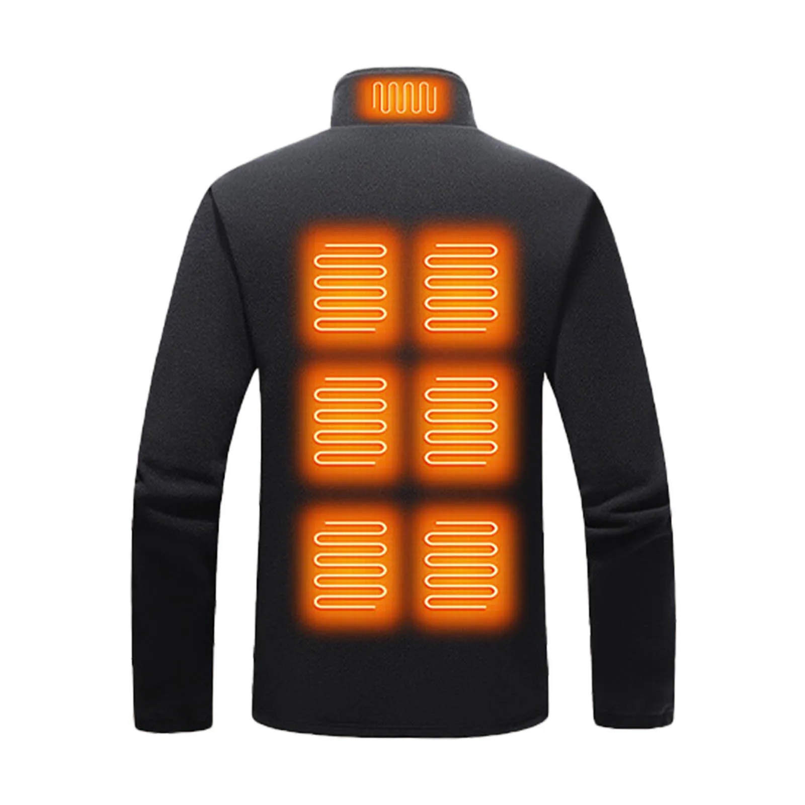 Men'S Winter Warm Fleece Jacket Solid Smart Heat Coat Outdoor Coat Thermal Usb Electric Battery Long Sleeves Heating Jackets 3