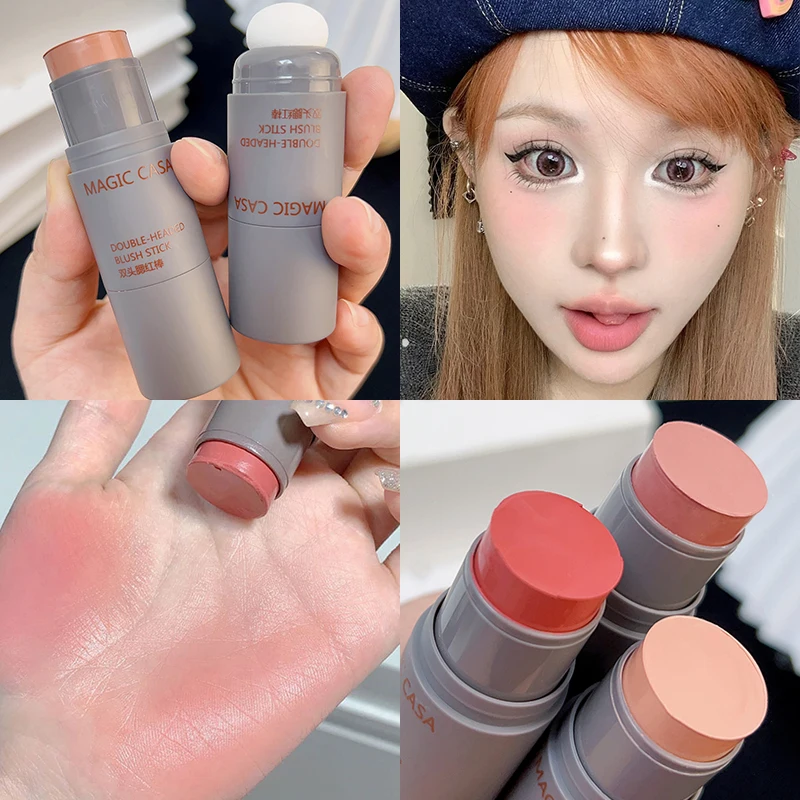 

Pink Blush Stick Double-ended Waterproof Long Lasting Blusher Tint Brightening Face Contour Cheek Lipstick Cream Makeup Cosmetic