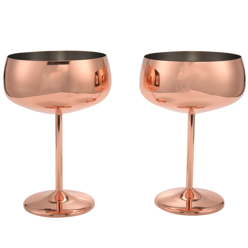 

Набор медных бокалов для шампанского Coupe из 2 винтажных бокалов для мартини, коктейлей, вина