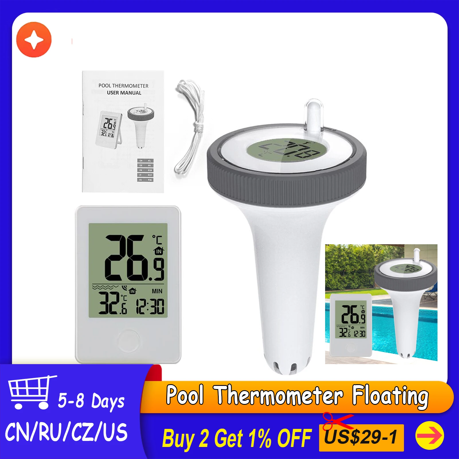 Digital Swimming Pool Thermometer Floating Digital Outdoor Floating Thermometers For Swimming