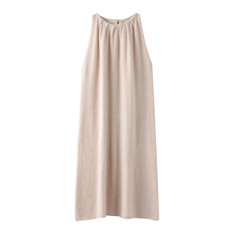 

Женское длинное платье, трикотажные джемперы из 100% кашемира, мягкий женский пуловер без рукавов большого размера, весна-осень 2024