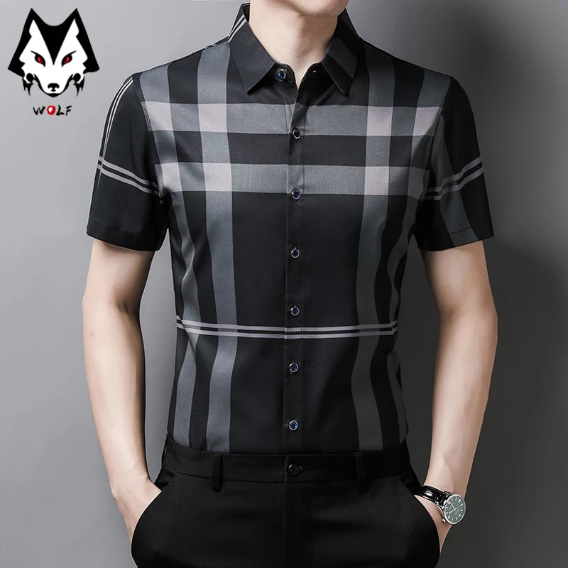 

New Spring/Summer Men's Striped Short Sleeve Shirts Men's Sleeves Slim Fit Casual Shirts Hot Selling Spot Tops