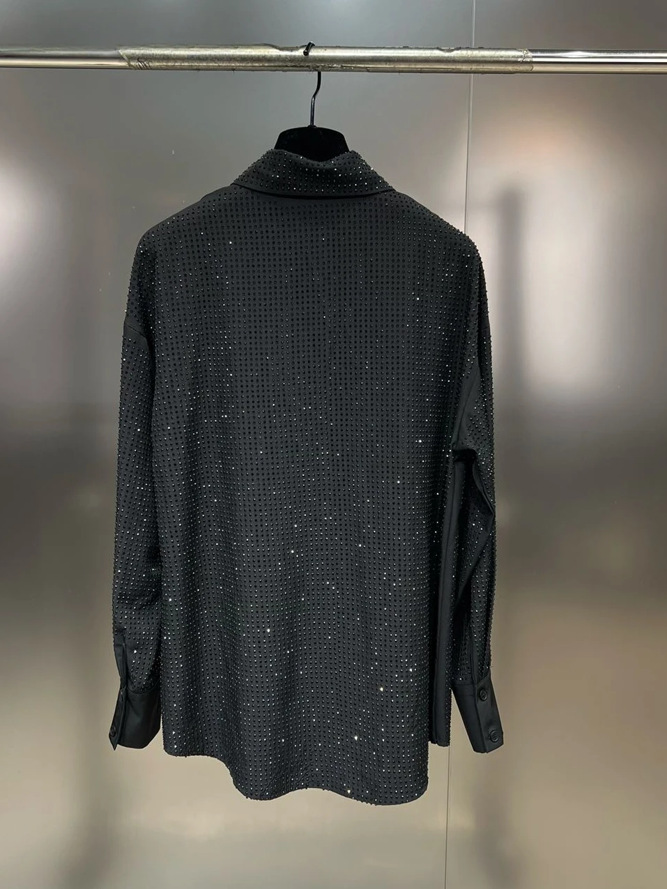 Spring New Lapel Long Sleeve Rhinestone Shiny Loose Blouse High Waist Slim Straight Pants Two-Piece Sets Fashion Outfits Women