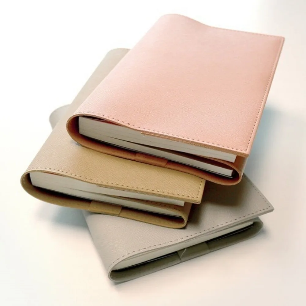간단한 Pu 가죽 책 표지 단색 북마크 없음 노트북 가죽 표지 책 보호 커버 홈 오피스 사용