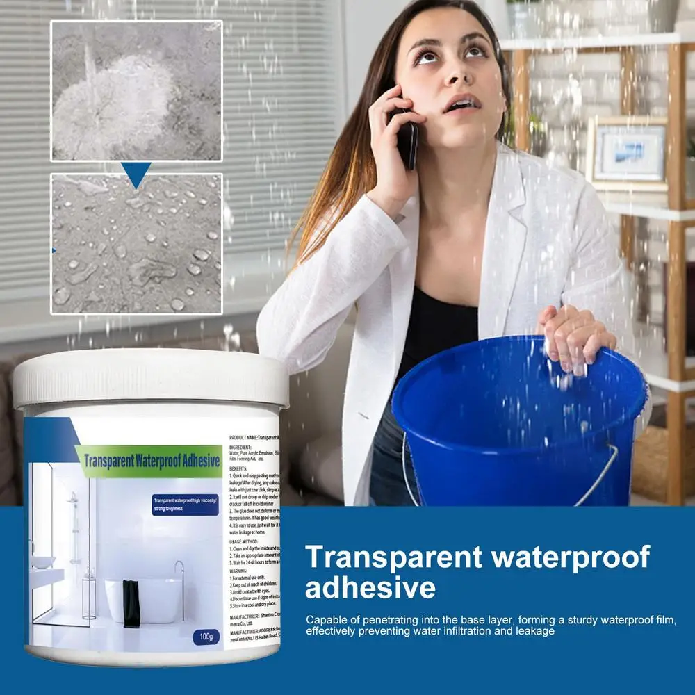 Description Picture 4 of itemBathroom Transparent Waterproof Glue Wall leak proof paint Floor Tile Ground Roof Invisible Paste Glue With Brush Adhesive