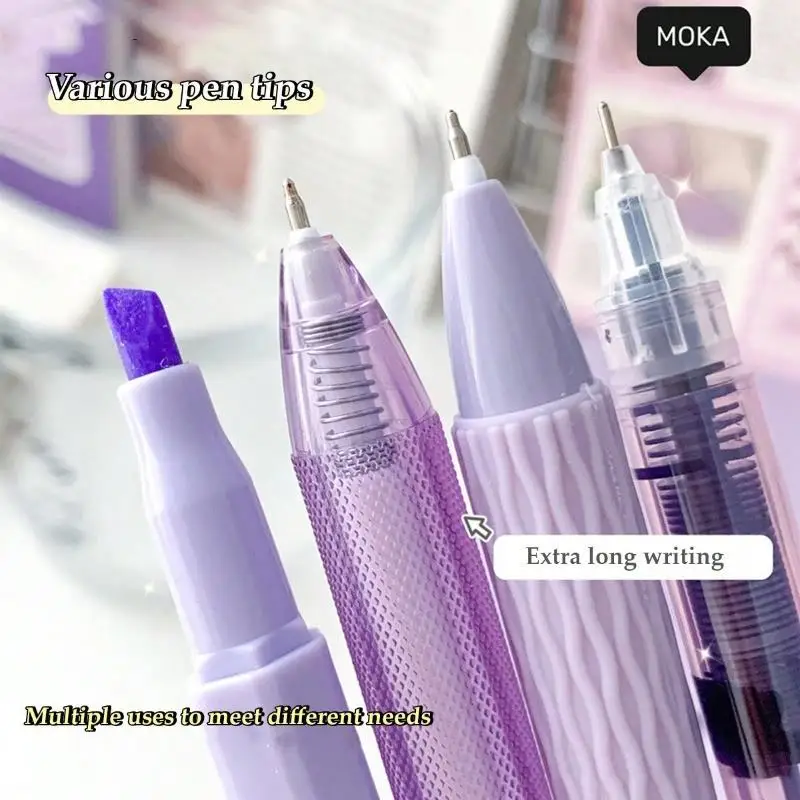 카와이 펜 속건성 잉크 젤 펜, 더블 헤드 하이라이터, 미적 문구 펜 세트, 볼펜 등 학교, 7 개