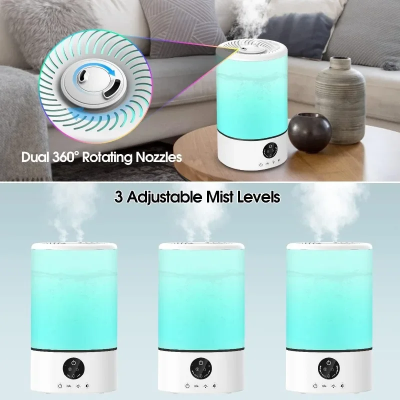 Cool Mist Humidifier, Ultrasonic Humidifiers for Bedroom Baby, 3L Large  Humidifier w/Remote Control, 7 Colors Night Light 6 Dimmer Adjustable  Levels