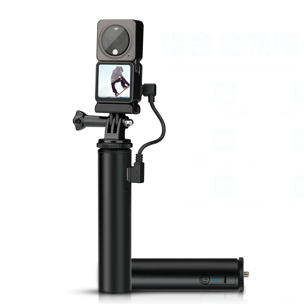 

Fran-F39A 6800mAh Power Bank Charger Charging Handle Grip Selfie Stick Holder for DJI Action 2 Gopro Sports Camera