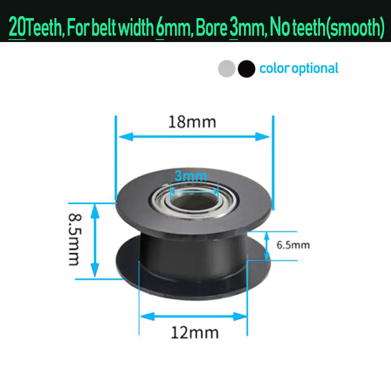 GT2 Idler Timing Pulley 16-tooth 20-Teeth with 3mm or 5mm Bore with Bearings for 3D Printer Parts Timing Belt 6mm 10mm image 7