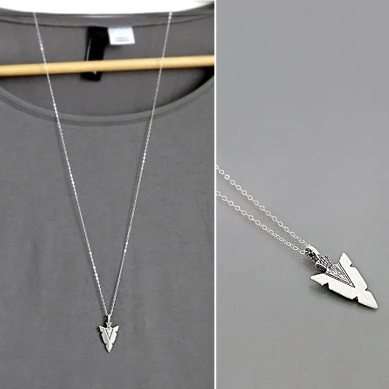 Frauen Pfeilspitze Halskette Geschenk Antik Einfacher Pfeilspitze Charm Anhänger Lange Schichtung Halskette Alltagsschmuck
