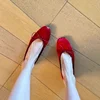 Retro Ultra-soft Women Shoe Spring Bow Red Flat Sole Single  Leisure Comfortable Leather Shoe New Ballet Shoe Zapatos Mujer 6