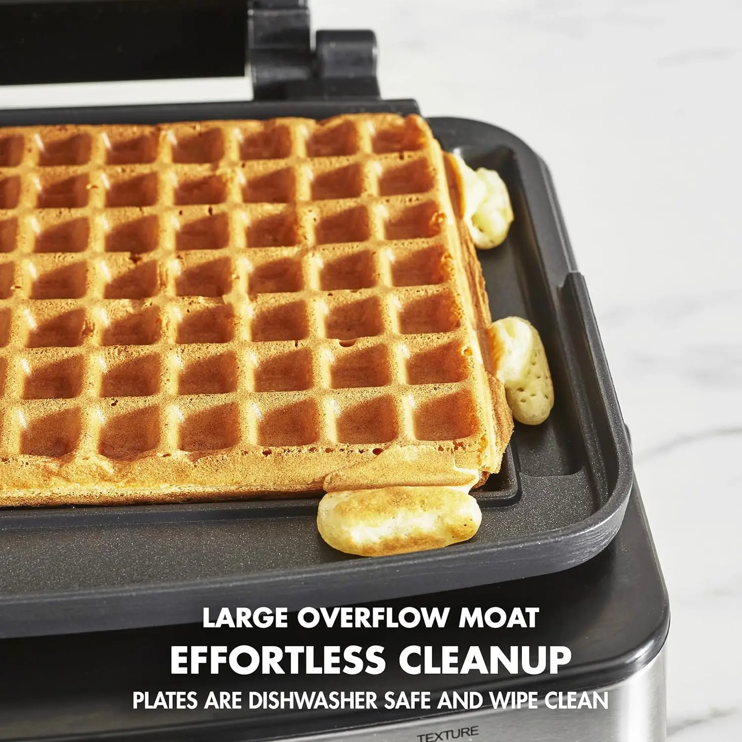 Elite 2-Square Belgian & Classic Waffle Iron, Healthy Ceramic Nonstick Aluminum Dishwasher Safe Plates, Adjustable Shad