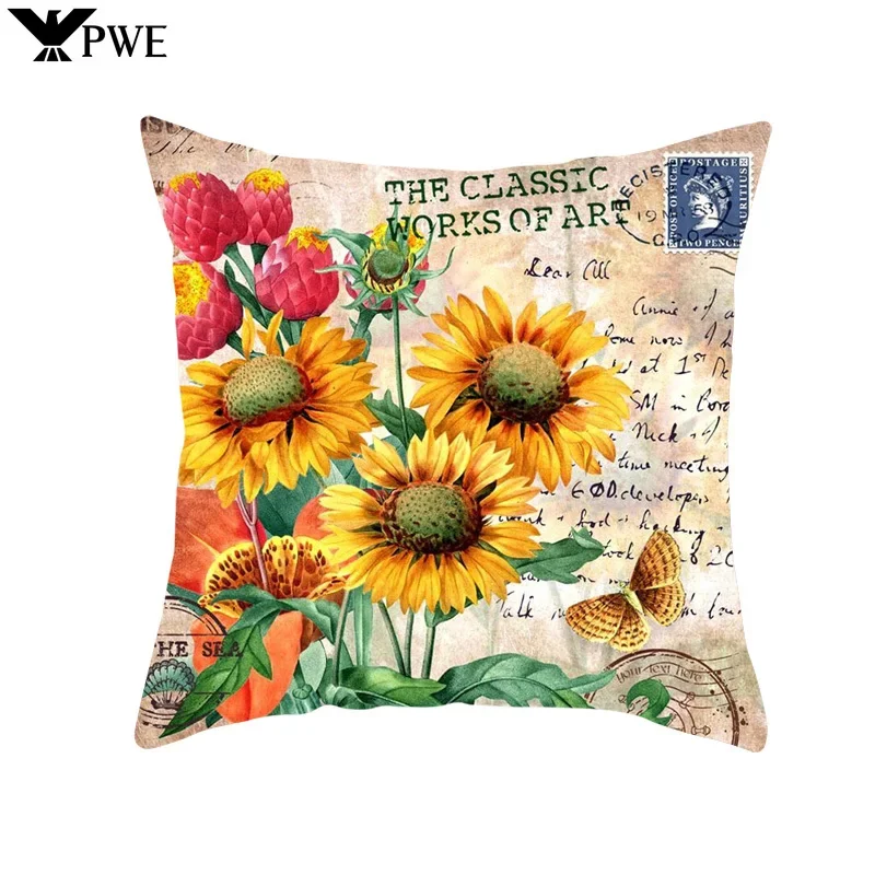 

Sunflower Hand Painted Cushion Cover Oil Painting Creative Sunflower Throw Pillow Case For Sofa Pillowcase Car Cushion Cover