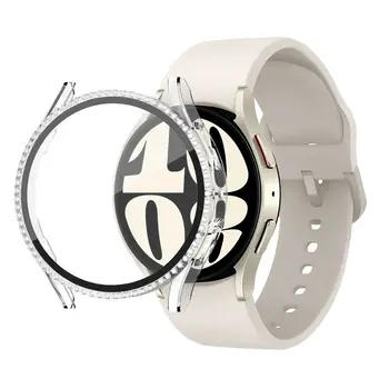 جراب لامع لساعة سامسونج جالاكسي 6 ، غطاء واقي ، مصد حجر الراين الماسي ، غشاء شاشة من الزجاج المقسى ، 40 ، 44 6