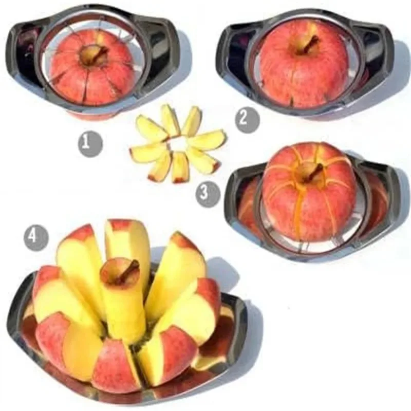 

Ломтерезка для яблок, из нержавеющей стали, Ломтерезка с 8 ломтиками, острые лезвия, Ломтерезка для разделения яблок для кухни, фруктов, салата, простая в использовании