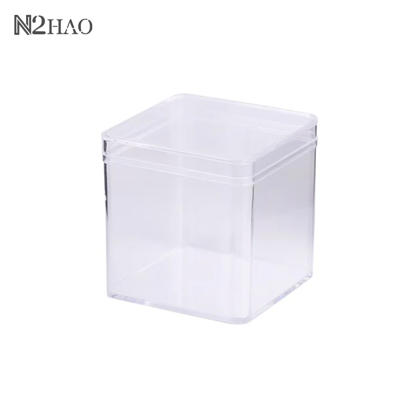 

Прозрачные акриловые коробки с крышкой, 1 шт., пластиковый органайзер, маленькая Подарочная квадратная упаковочная коробка, контейнер для хранения пищевых конфет для дома