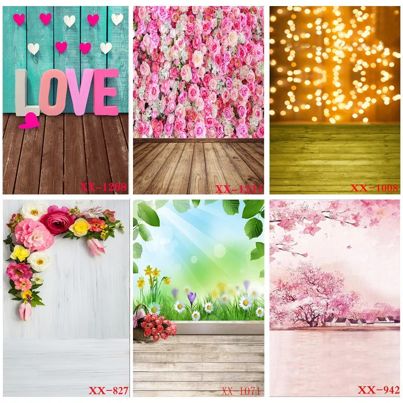 

SHUOZHIKE Art Fabric Valentine Day Photography Backdrops Prop Love Heart Rose Wooden Floor Photo Studio Background 211215-09