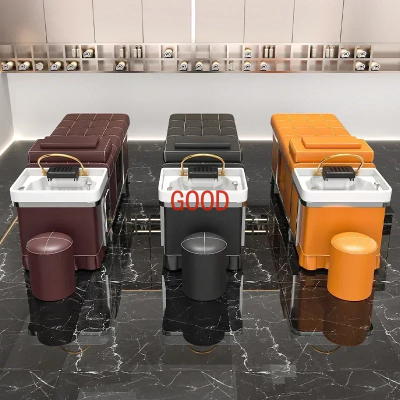 Thai Head Therapy Shampoo Chair Barber Shop Beauty Massage Stainless Steel Fumigation Water Heater Water Circulation