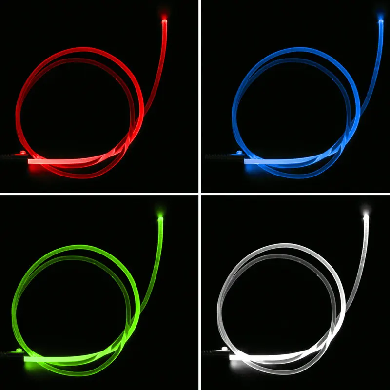 1M PMMA Side Luminous Optical Fiber Cable 4.0mm Diameter Car Optic Cable Ceiling Light Party Atmosphere Lighting-4mm Side Glow