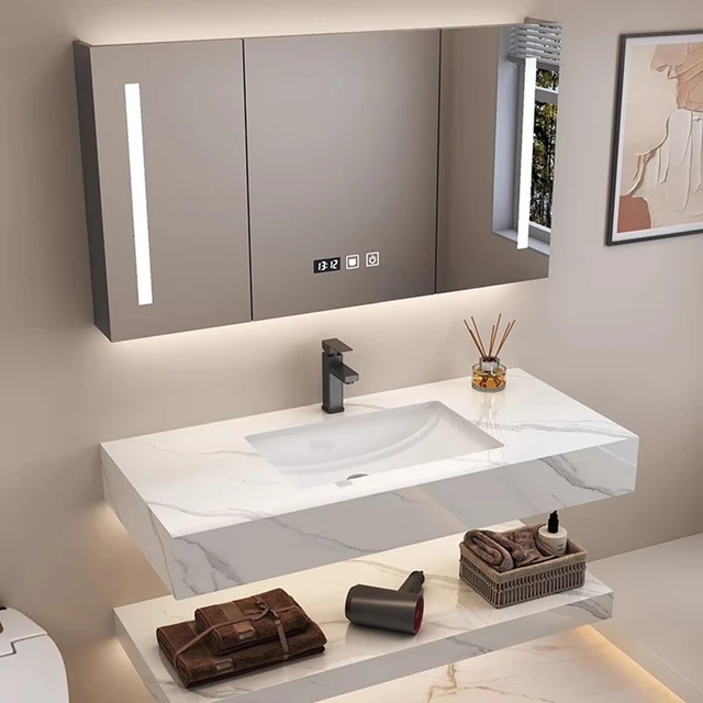 Simple Toilet Bathroom Cabinets Vintage Partition Vanity Light Bathroom Cabinets Storage Mirrors Meuble Toilette Home Furniture