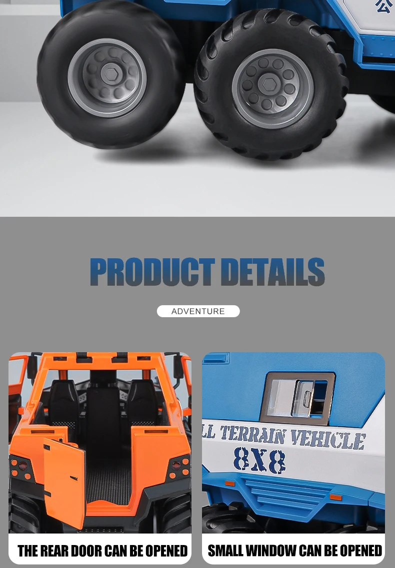 1:24 Scale 8X8 Diecast Avtoros Shaman Alloy Armored Model Car Diecast Toy Sound And Light Swat Car