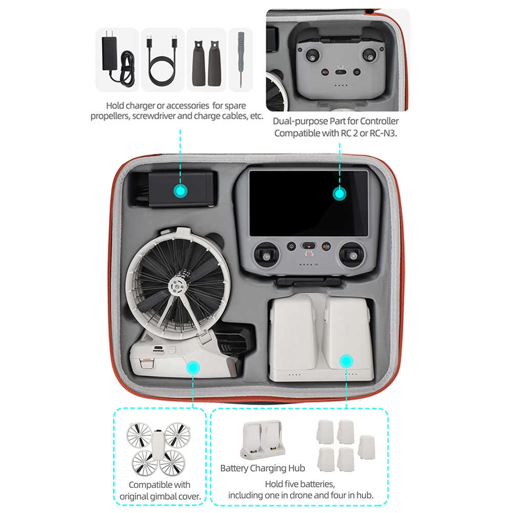 Storage Bag for DJI Flip Drone RC 2/RC-N3 and Batteries Protective Sleeve Case Portable Carrying Box Case Handbag for DJI Flip