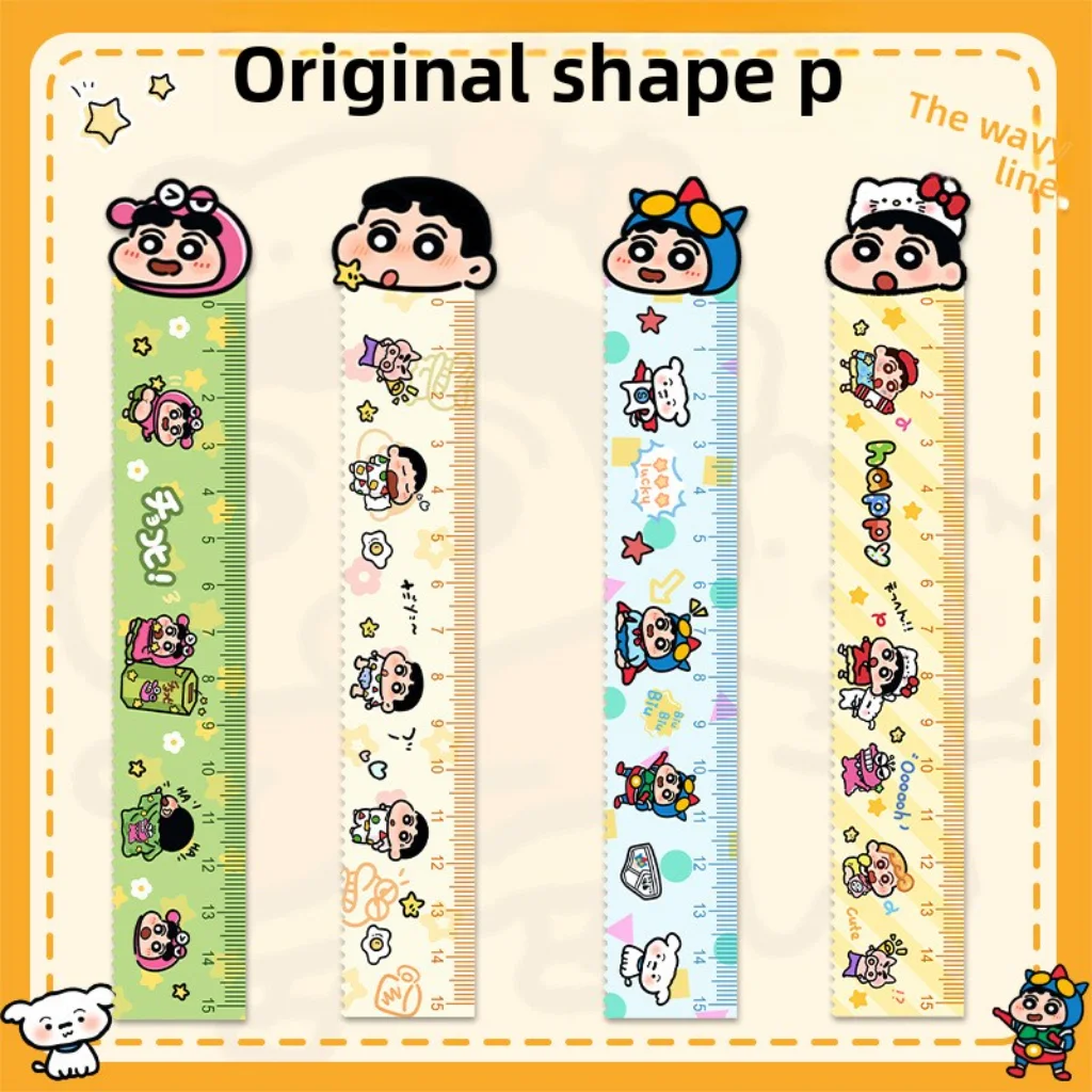 Righello da 15 cm di Crayon Shin-chan per Studenti, Ufficio, Scuola, Forniture per Disegno, Righello Ondulato, Personaggi Anime, Giocattoli in Acrilico - immagine 2