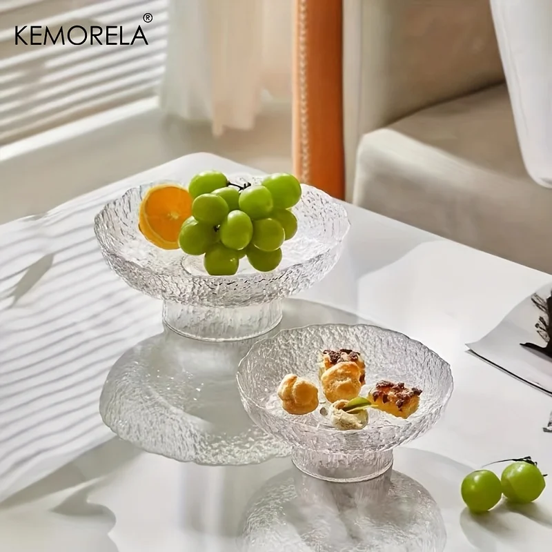 KEMORELA 유리 과일 그릇 스낵 및 건과일 트레이, 가정, 거실, 커피 테이블 및 주방 과일 바구니에 적합