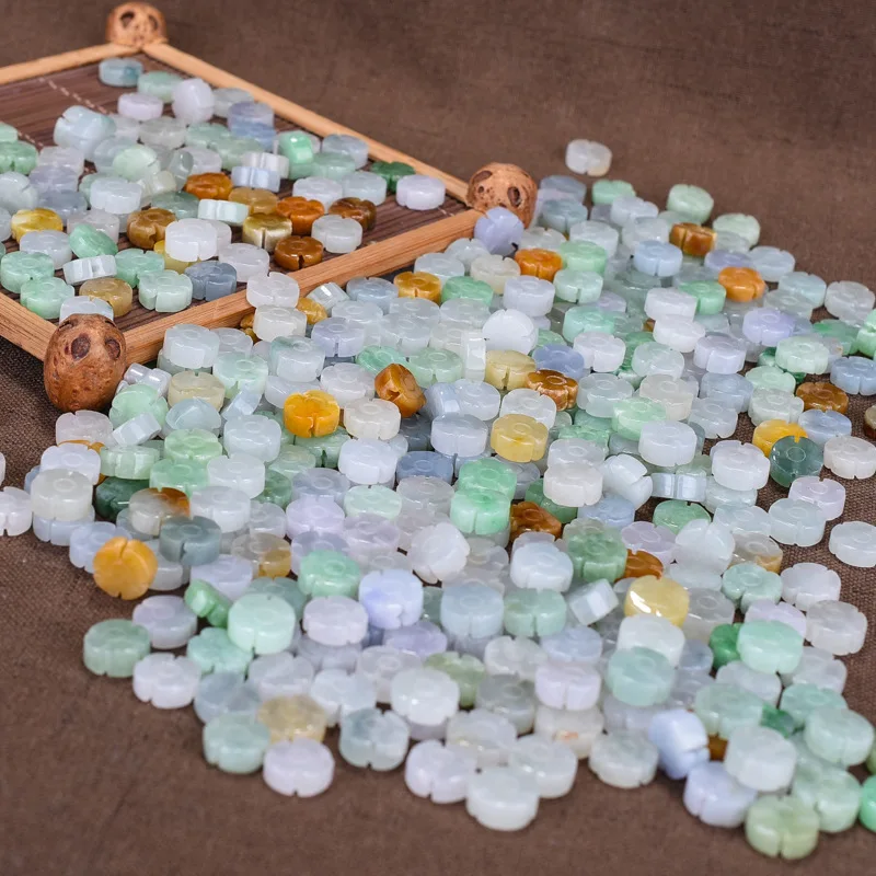 6*9Mm Tricolor Myanmar Jadeite Four-Leaf Clover Jades Beads For Jewelry Making Diy Bracelet Charms Necklace Diy Accessories