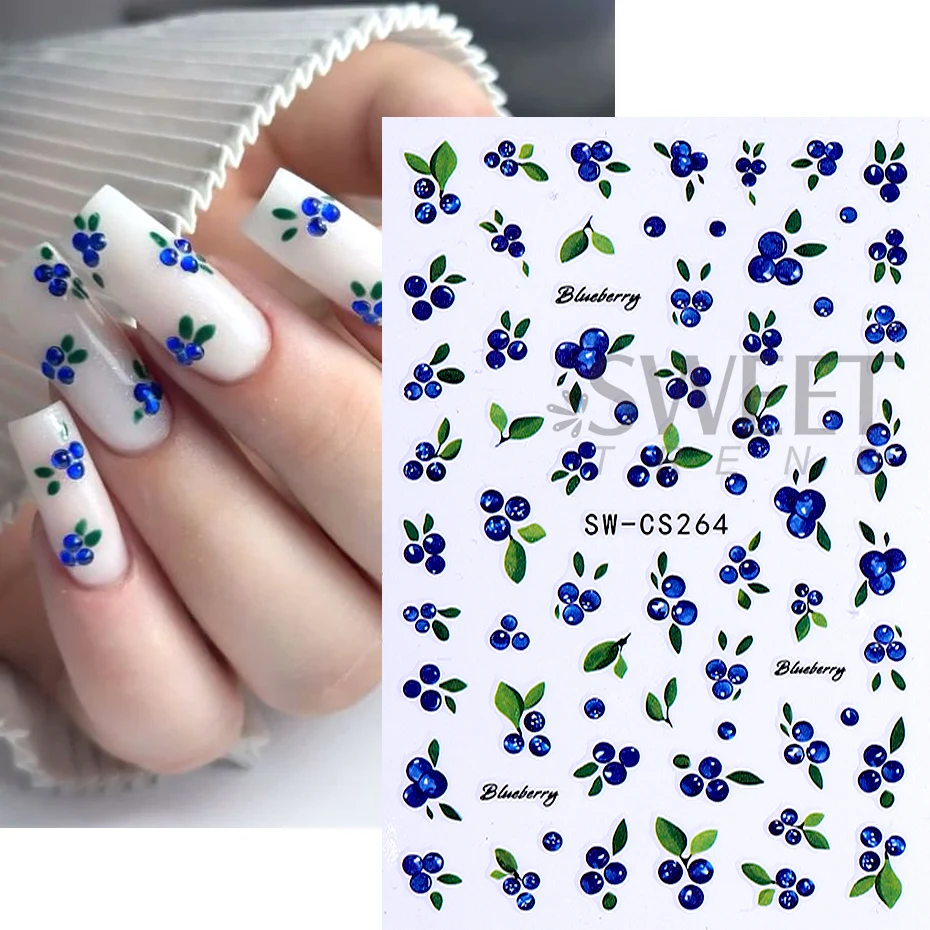 1/6pcs Lemon Fruit Nail Art Stickers 3D/5D Embossed Summer Strawberry Cherry Nail Slider Decals Women DIY Manicure Decoration