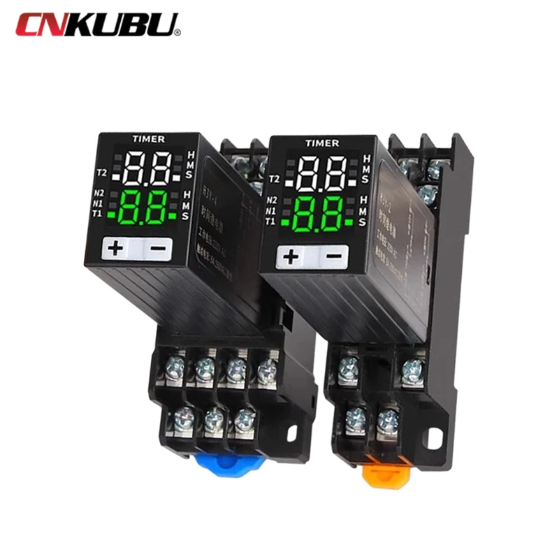 Relé de Tempo de Cristal Líquido Tempo Duplo com Base Display Digital Pequeno Delayer de Controle de Ciclo Jsz6 220v 24v H3y2