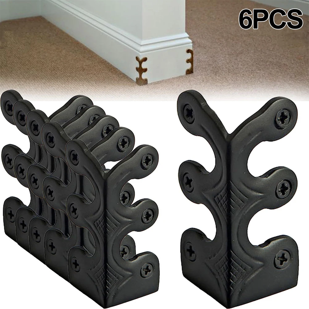 6pcs Vintage Base Board Corner Protectors Brass Skirting For Jewelry Wooden Box Antique Furniture Decorative Corner Guard