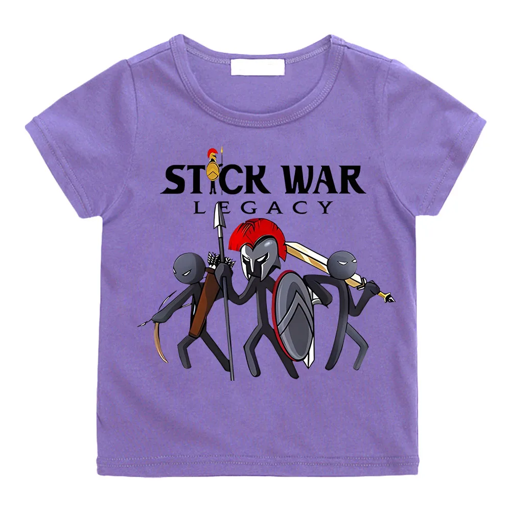 Hot Game Stick War Cartoon Graphic T-shirt Kids Baby Girls Cartoon Short Sleeve Clothes Boys Streetwear Soft Camisetas Tee-shirt 6