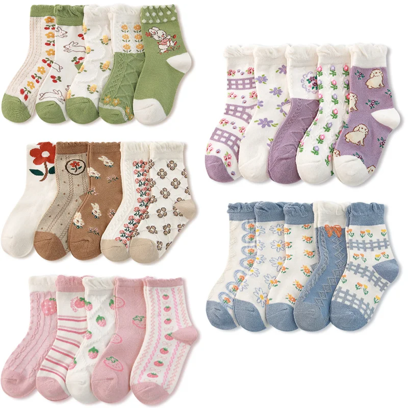 

5Pair/lot new girls socks autumn winter cartoon boys girls cotton baby socks