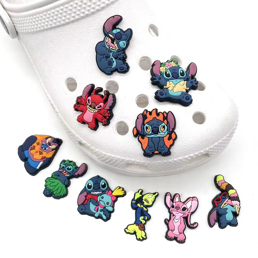 10pcsDisneyStitchShoeCharmsforCrocCharmsPVCCuteCartoonShoe