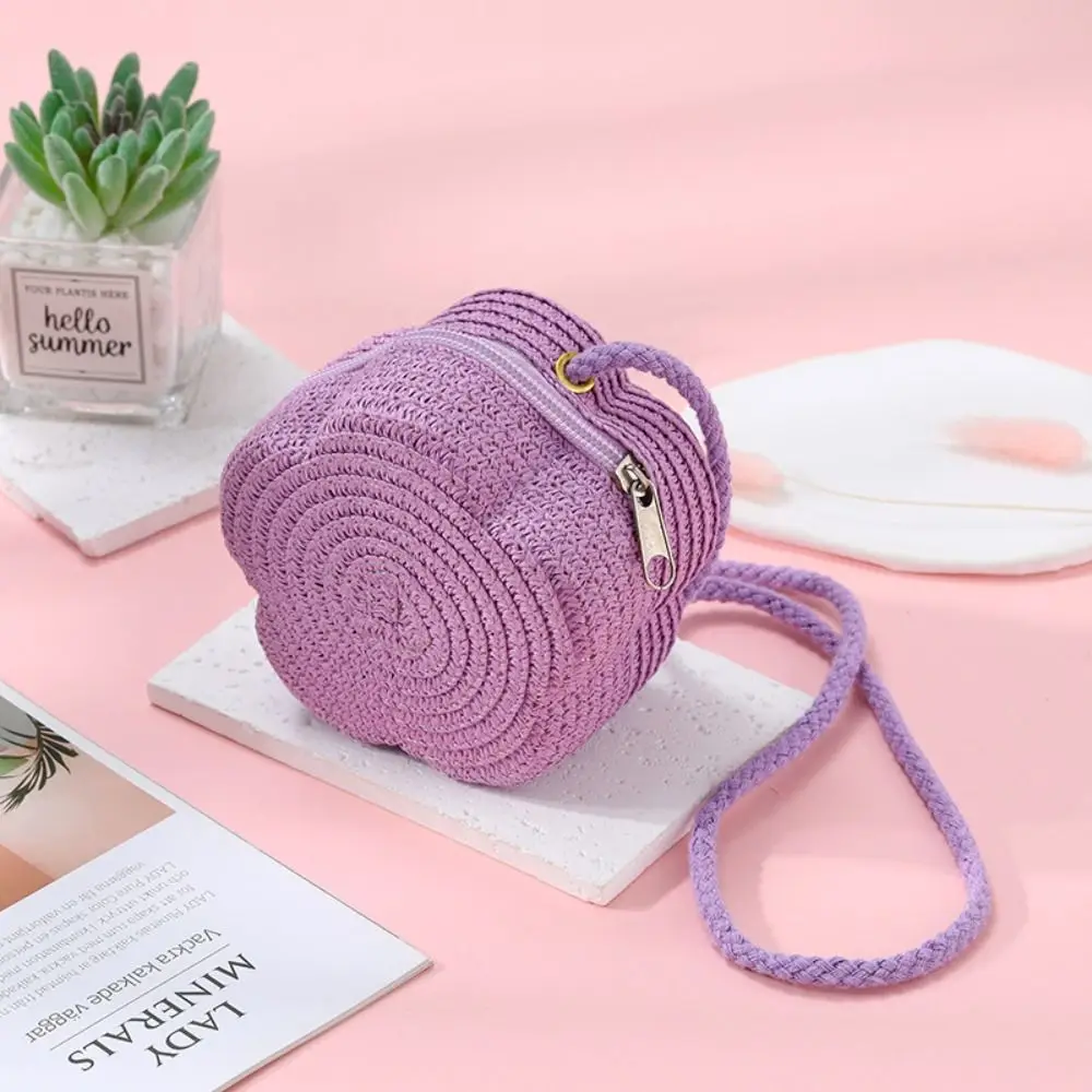 Straw Woven Crossbody Bag for Kids Travel