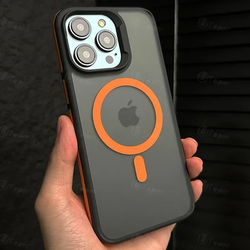 Bicolor Matte Frosted Magnetic Translucent Shockproof Phone Case