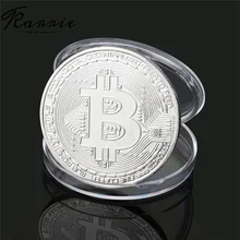 Silver Plated Physical Bitcoins Bit Coin BTC with Case Gift Physical Metal Antique Imitation Coin Art Collection New Year Gift