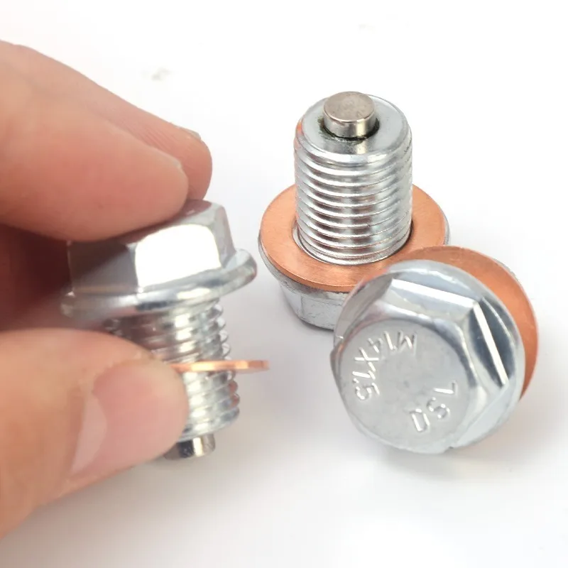 Magnetic Oil Drain Screw Gasket Car M14*1.5 Aluminum/Copper Oil Drain Plug Sump Nut Bolt with Copper Gasket Washer oil drain plug gasket oil drain plug seal washer o ring gasket sealing washers engine gasket set copper gasket combination 5~1PCS
