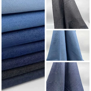 Thin Elastic Denim Fabric By The Meter for Clothing Shirts Jackets Pants Dresses Skirts Bags DIY Sewing Washed Cloth Soft Black 1