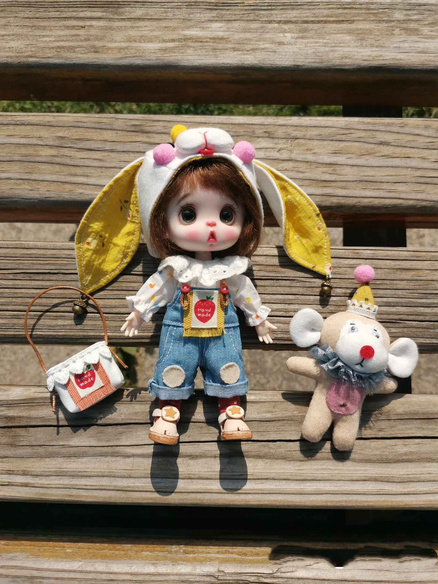 Ob11 Bjd doll clothes Denim strap suit 4