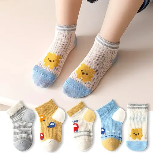 5 Pairs 1 To 12 Years Children's Socks 2026 Spring Summer Baby Boys Girls Cotton Mesh Breathable Thin Soft Cute Socks Kids Socks - Image 14