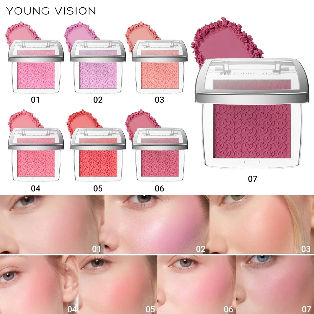 Palette de blush mat velours, design en relief, texture ultra-fine, éclat naturel, ajustement parfait, facile à estomper, modulable._voghion.com