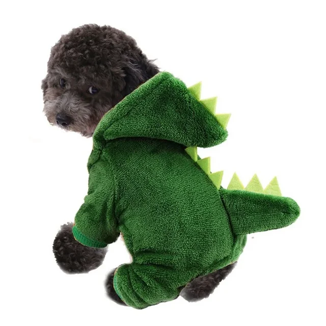 Pet Cat Dog Halloween Dog Clothes for Small Dogs Funny Dinosaur Cosplay Costume Winter Warm Cat Coat Fleece Hoodies Sweater 5