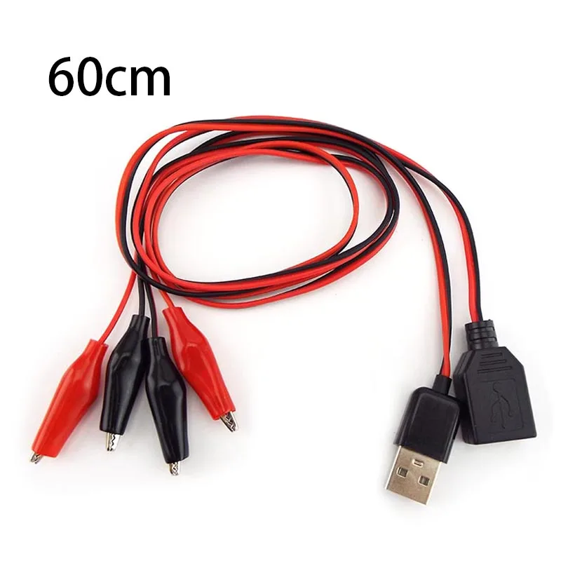 Alligator Clips 60cm Alligator Test Clips Clamp to USB Male Female Connector Cable