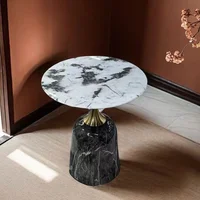 Table basse de luxe légère, Table d'appoint Simple en marbre pour canapé, Tables d'angle pour la maison, Tables de chevet de chambre à coucher, Tables rondes de balcon 2