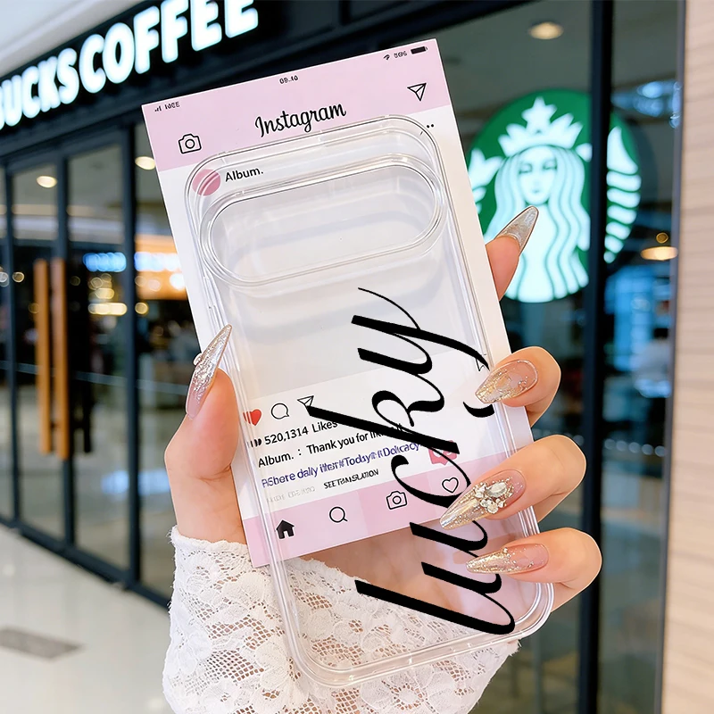 Creative Stylish French-English Lucky Clear Phone Case - Cute Y2K Soft TPU Cover